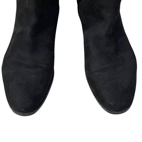 Ann Taylor OTK Carlene Boot Black Flat Suede Size 8 Almond Toe - Picture 11 of 11